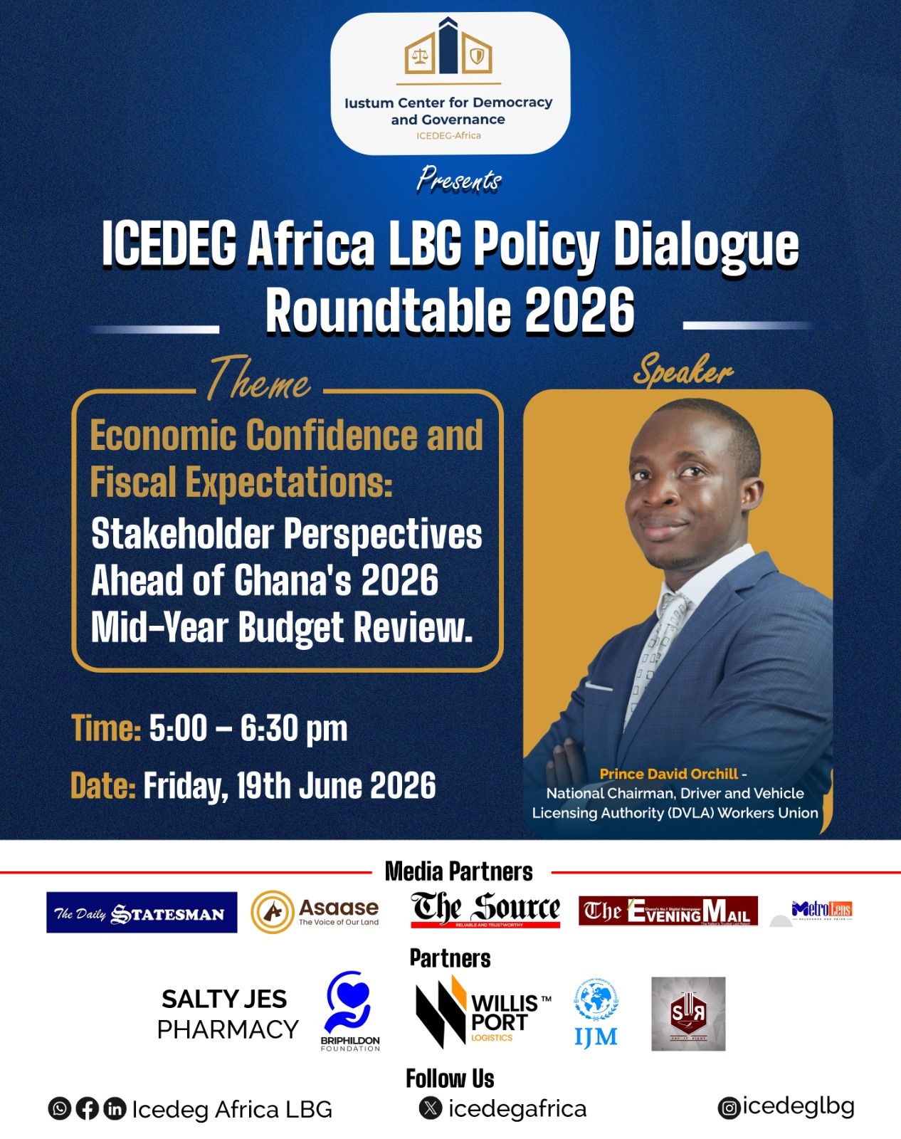 Prince David Orchill speaker poster for ICEDEG Africa Policy Dialogue Roundtable 2026