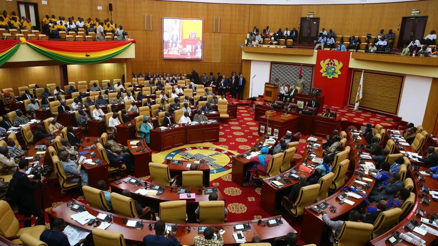 Ghana's parliament chamber during a legislative session