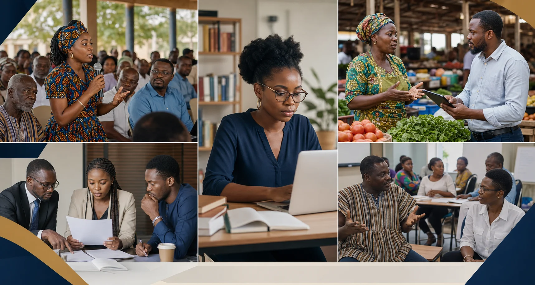 Civic engagement, policy research, and community consultation scenes
