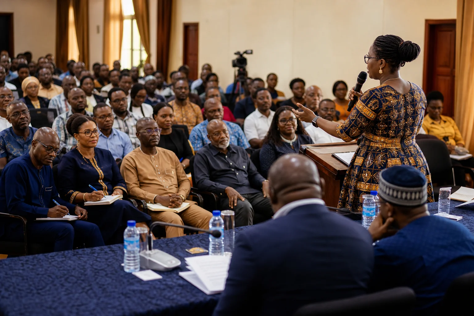 Public policy dialogue with speaker and audience