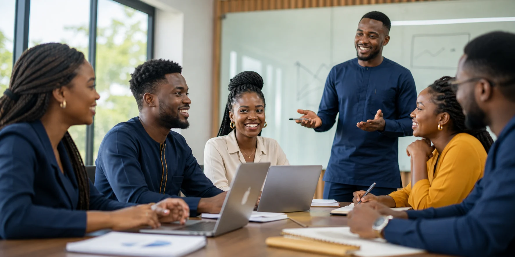 Young African researchers collaborating in a training workshop